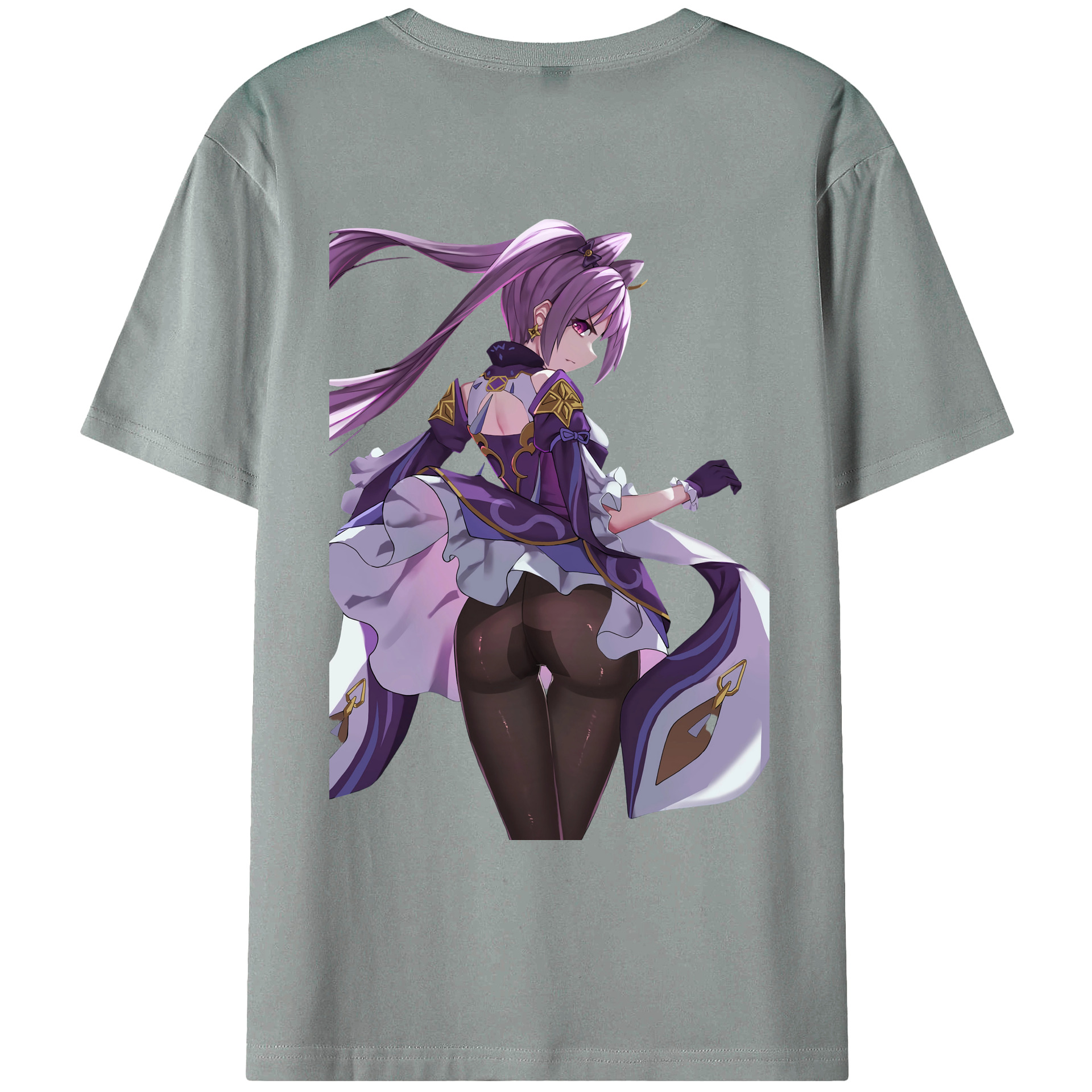 げんし神 刻晴 こくせい genshin Kokusei 綿100％ メンズ半袖Tシャツ（バックプリント） 通気性
